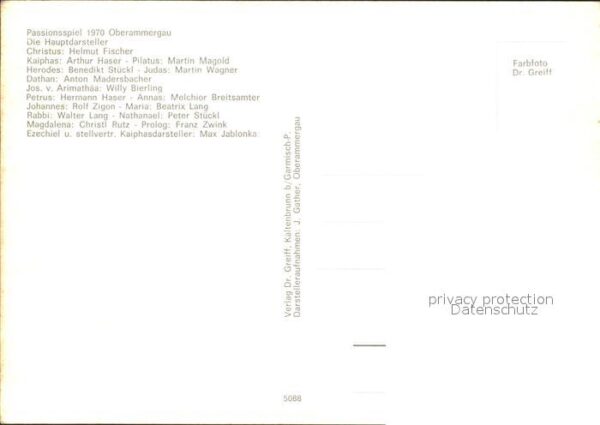 Oberammergau Hauptdarsteller Passionsspiel 1970 – Bild 2