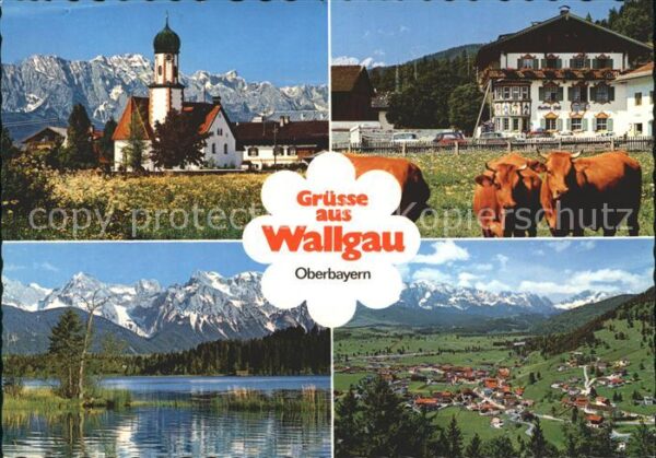 Wallgau Dorfkirche Wettersteingebirge Gasthof P