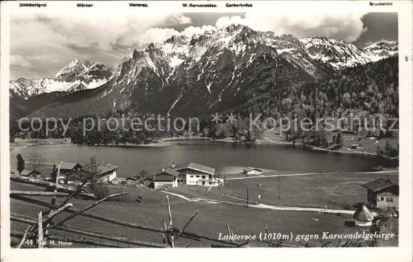 Lautersee Mittenwald Panorama gegen Karwendelgebirge Serie D