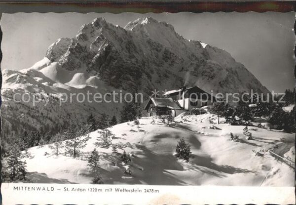 Mittenwald Bayern St Anton mit Wetterstein Winterpanorama