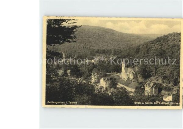 Schlangenbad Taunus Ortsblick mit Kirche