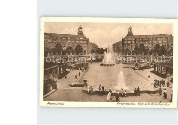 Mannheim Friedrichsplatz mit Augustaanlage Fontä