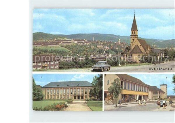 Aue Erzgebirge Ortsansicht Kirche Kulturhaus Ernst Thä