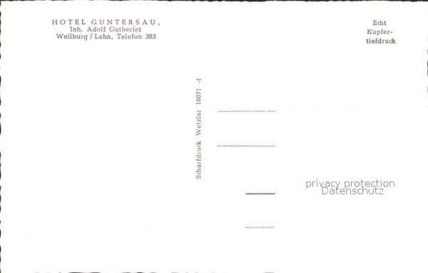 Weilburg Hotel Guntersau Kupfertiefdruck – Bild 2
