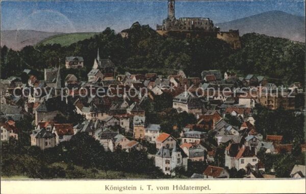 Koenigstein Taunus Blick vom Hildatempel auf Stadt und Bur