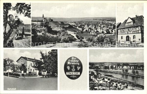 Nackenheim Totalansicht Rathaus Bahnhof Rheinparti