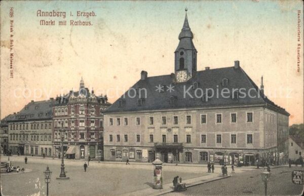 Annaberg-Buchholz Erzgebirge Markt mit Rathaus
