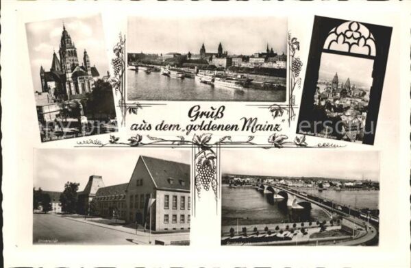 Mainz Rhein Dom Gutenberg Denkmal Stadtblick vom St