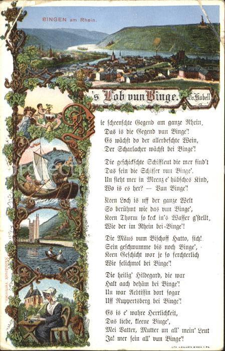 Bingen Rhein Panorama Teilansichten Gedichttext