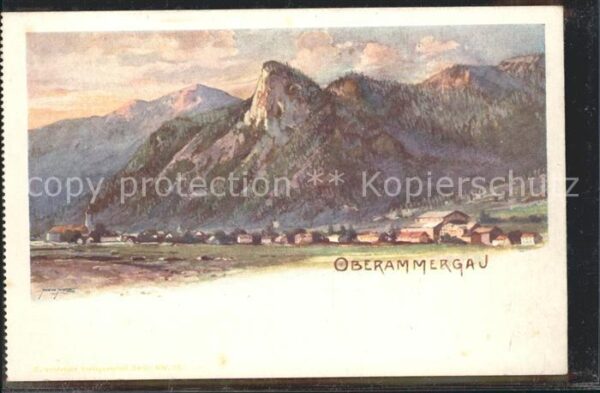 Oberammergau Gesamtansicht mit Alpenpanorama Künstle