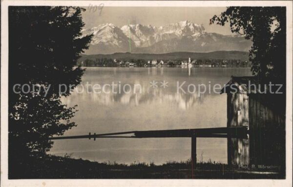 Ambach Starnbergersee Blick auf Seeshaupt Alpenpanorama