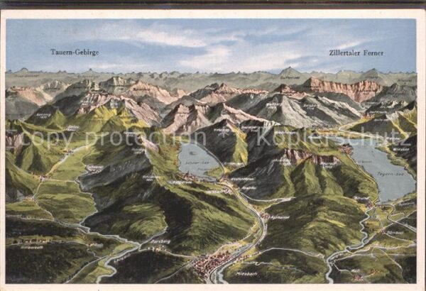 Tauern Oberbayern Zillataler Ferner Panoramakarte