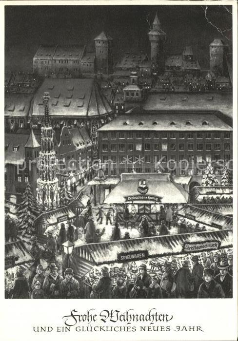 Nuernberg Weihnachtskarte mit Christkindles-Markt