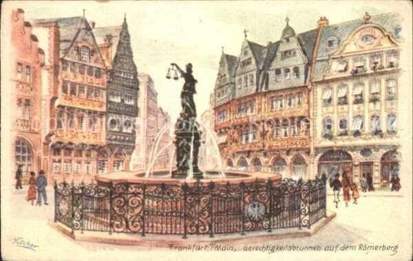 Frankfurt Main Gerechtigkeitsbrunnen auf dem Römerberg