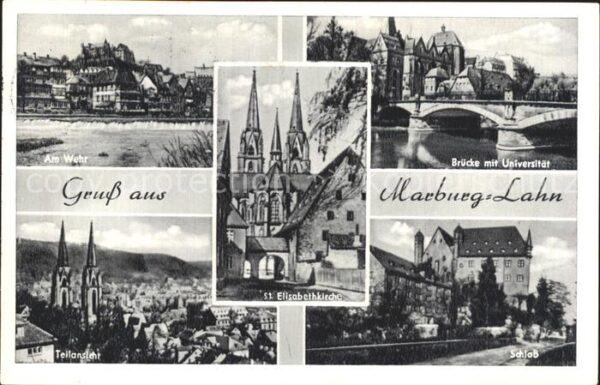 Marburg Lahn Brücke mit Universität Teilansicht Am W