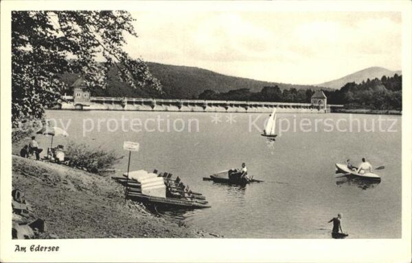Edersee Schwimmer und Ruderer
