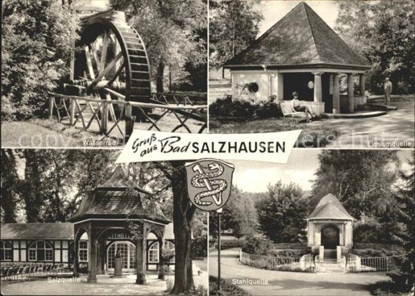 Bad Salzhausen Lithumquelle Wasserrad Salzquelle Stahl