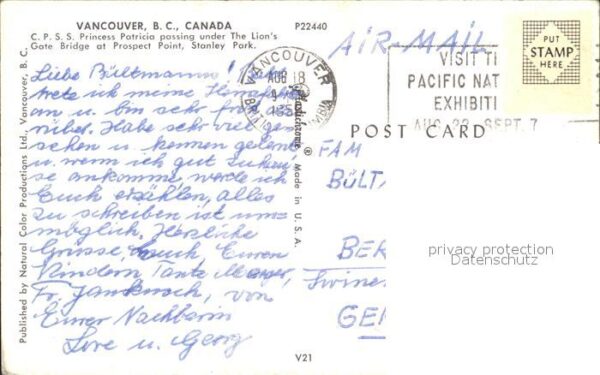 Vancouver British Columbia Princess Patricia passing under The Lio – Bild 2