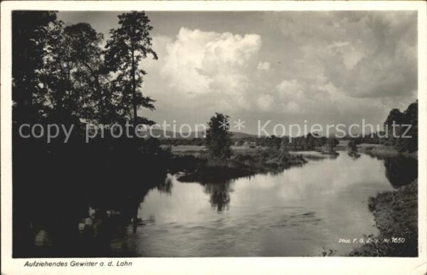 Foto Zeitz F.G. Nr. 1650 Aufziehendes Gewitter an der Lahn