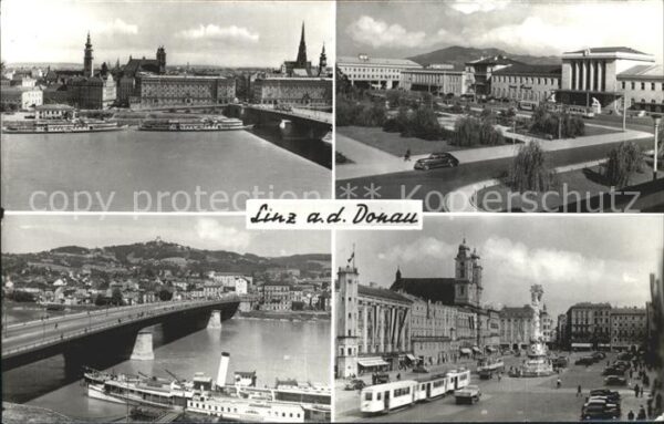 Dampfer Seitenrad Linz an der Donau Strassenbahn