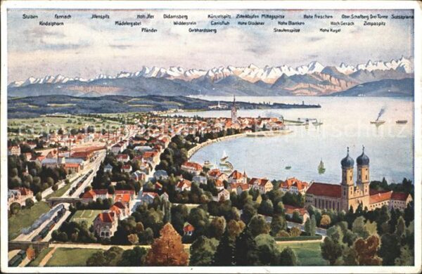 Friedrichshafen Bodensee Panorama Kirche Alpensicht