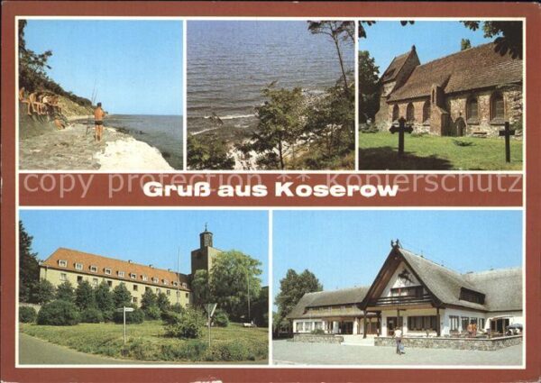 Koserow Ostseebad Usedom Streckelbergmauer Strand Ev Kirche Kran