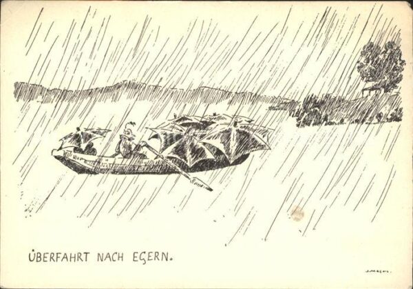 Rottach-Egern Künstlerkarte Überfahrt nach Egern
