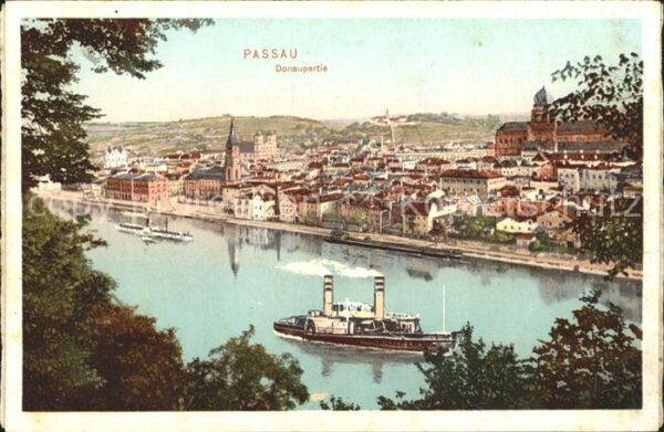 Passau Donaupartie Dampfer Stadtansicht