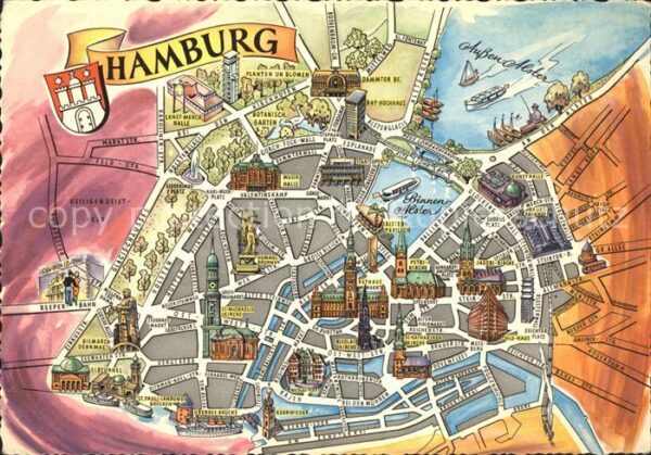 Hamburg Stadtplan Illustration