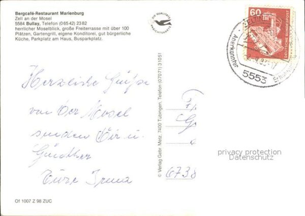Bullay Mosel Bergcafe Restaurant Marienburg Fliegera – Bild 2