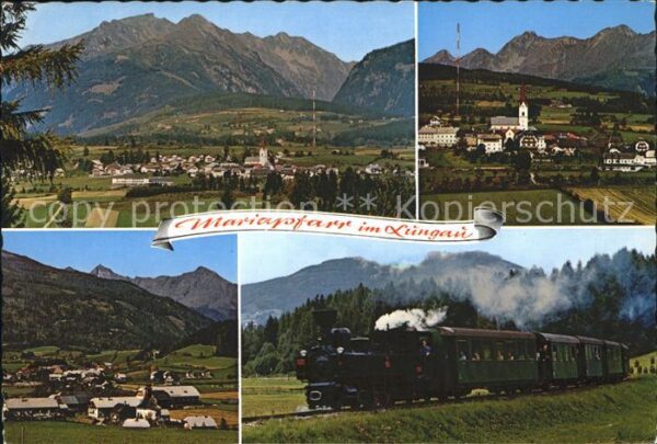 Mariapfarr Panorama gegen Granitzl Murtalbahn Damp