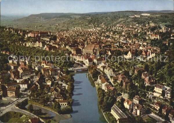 Tuebingen Blick auf Neckar und Schloss Universitä