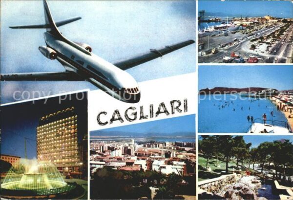 Cagliari Teilansichten Hotel Springbrunnen Stran