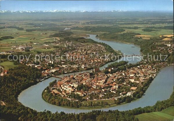 Wasserburg Inn Altstadt Fliegeraufnahme Alpenkette