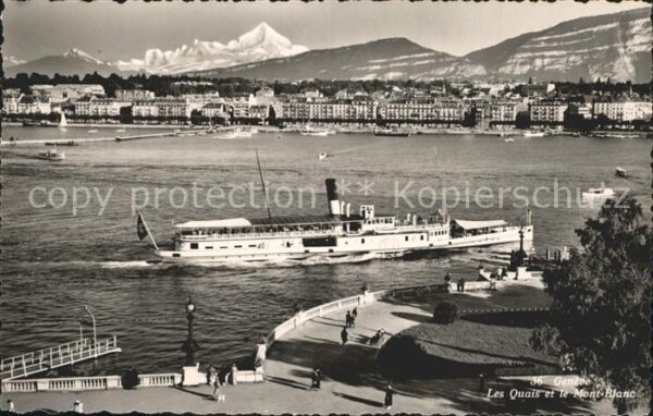 Dampfer Seitenrad Geneve Quai Mont-Blanc