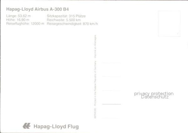 Flugzeuge Zivil Hapag-Lloyd Airbus A-300 B4 – Bild 2