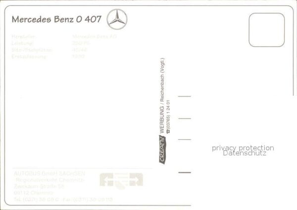 Autobus Omnibus Mercedes Benz 0 407 Chemnitz – Bild 2
