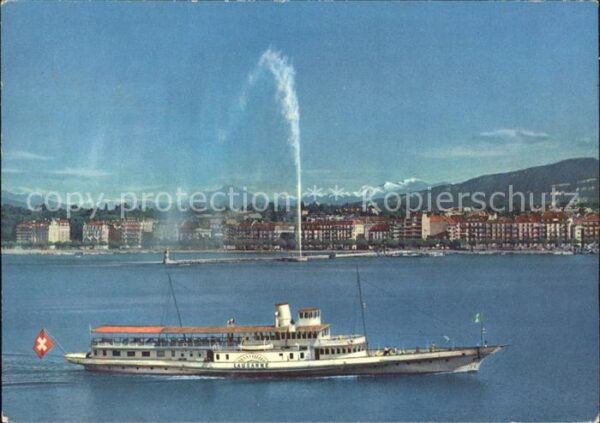 Dampfer Binnenschifffahrt Lausanne Geneve Jet d_Eau Mont-Blanc