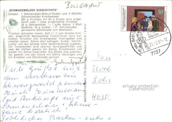 Trachten Schwarzwald Bollenhut - P O S T K A R T E -  - P O – Bild 2