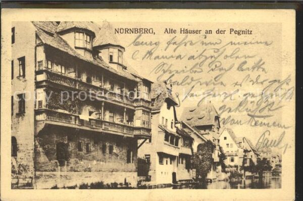 Nuernberg alte Häuser an der Pegnitz