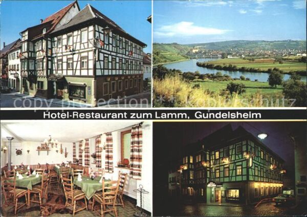 Gundelsheim Wuerttemberg Hotel Restaurant zum Lamm Nachtaufnahme