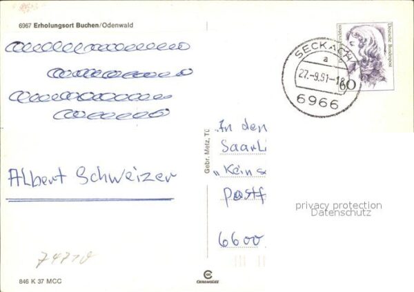 Buchen Odenwald Erker Schwimmbad Turm Stadtansicht Denk – Bild 2