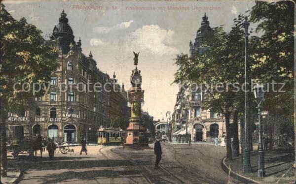 Frankfurt Main Kaiserstrasse mit Manskopf und Uhrtürmc