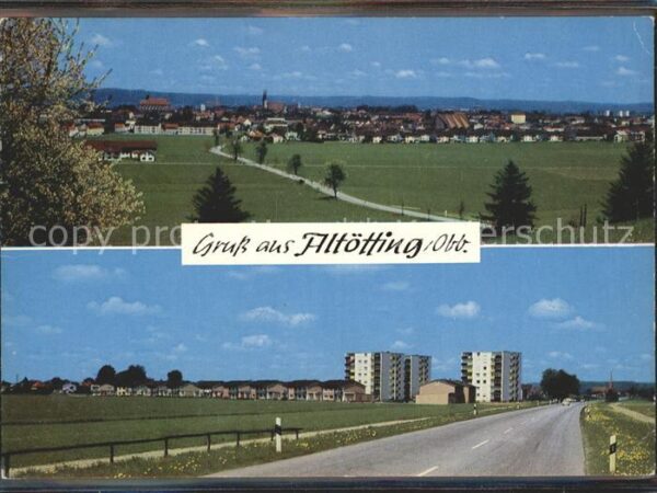 Altoetting Panorama Strasse Hochhäuser