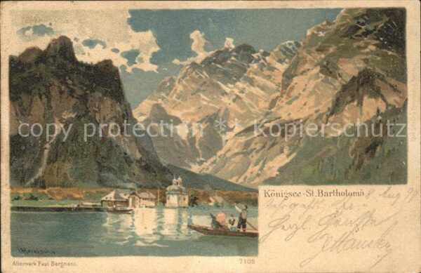 Koenigsee Berchtesgaden St Bartholomä Künstlerkarte