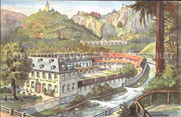 Bad Berneck Badhaus zur Mühle Künstlerkarte