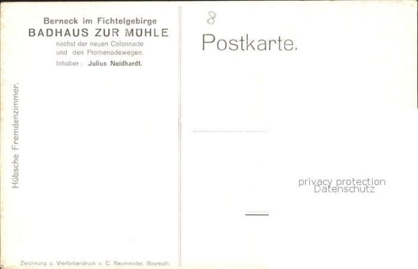 Bad Berneck Badhaus zur Mühle Künstlerkarte – Bild 2