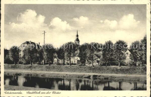 Elsterwerda Stadtblick von der Elster