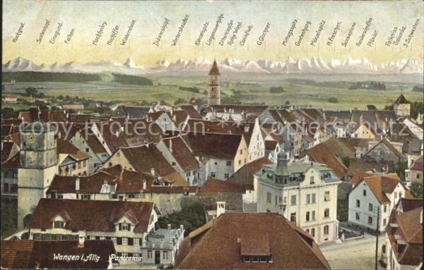 Wangen Allgaeu Panorama mit Allgäuer Alpen