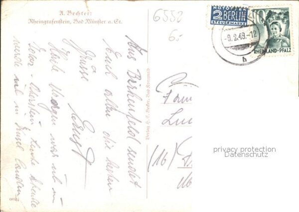 Bad Muenster Stein Ebernburg Rheingrafenstein Künstlerkarte – Bild 2
